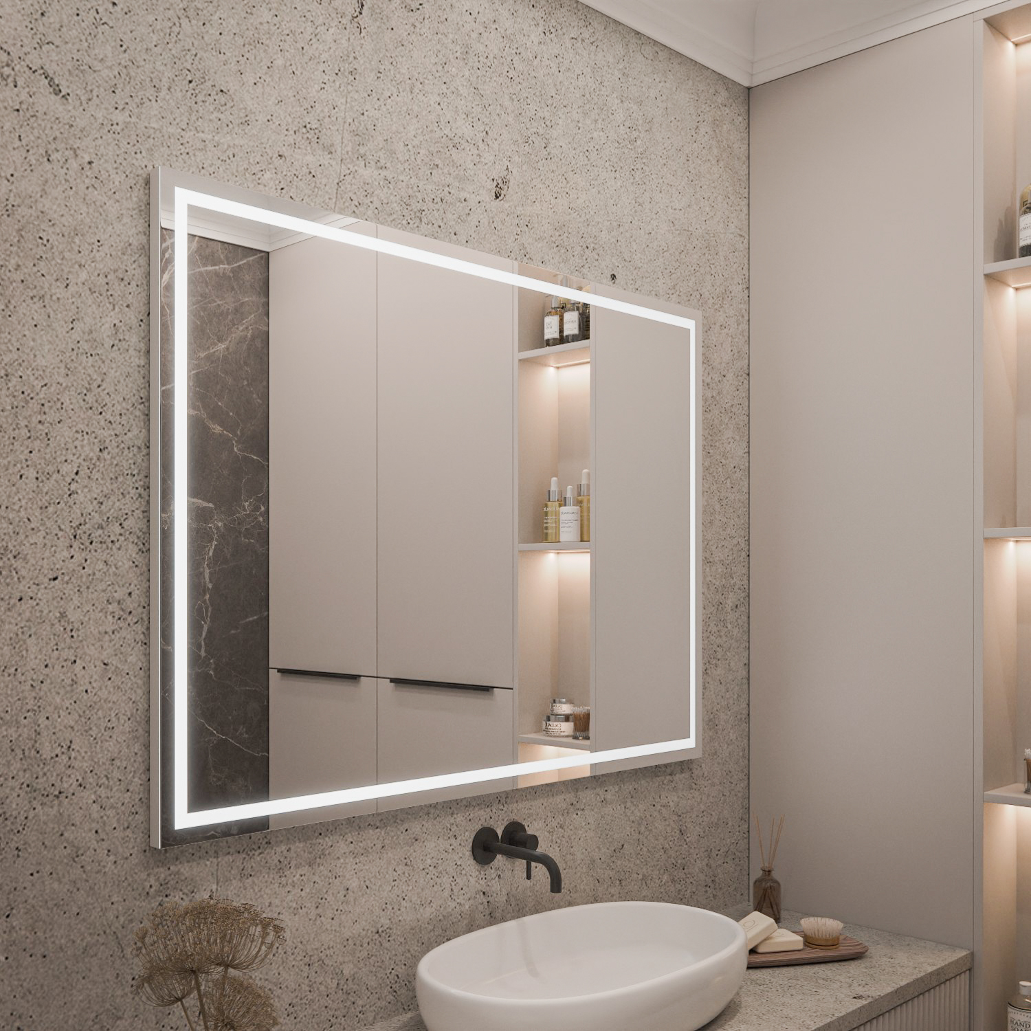 С подсветкой Лицевая Прямоугольное — зеркало на заказ